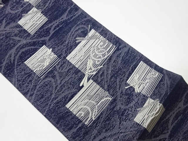 リサイクル　未使用品　姫野織物製　絽色紙に蜻蛉模様織出し袋帯
